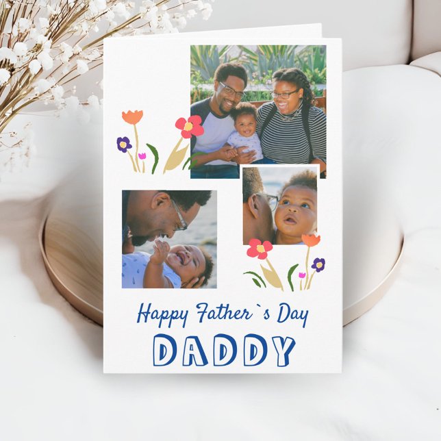 Tarjeta Feliz Día del Padre Papi Flores Dibujando 3 fotos (Subido por el creador)