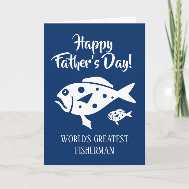 Tarjeta Feliz Día del Padre para el mejor pescador del mun (Anverso)