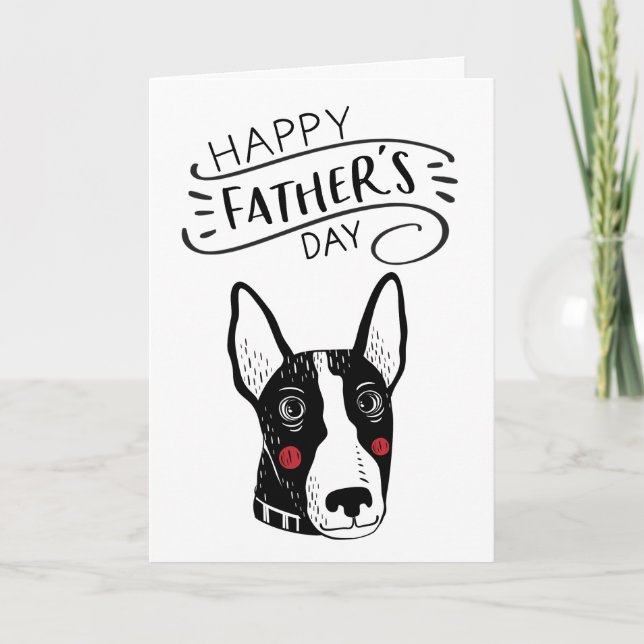 Tarjeta Feliz Día del Padre para Papá Perro | Bull terrier (Anverso)