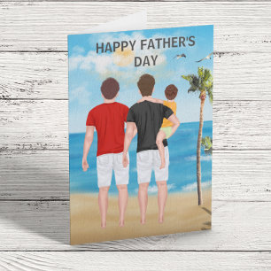 Tarjeta Feliz día del padre pareja gay morena