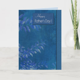 Tarjeta Feliz Día del Padre. Patrón elegante de hojas azul