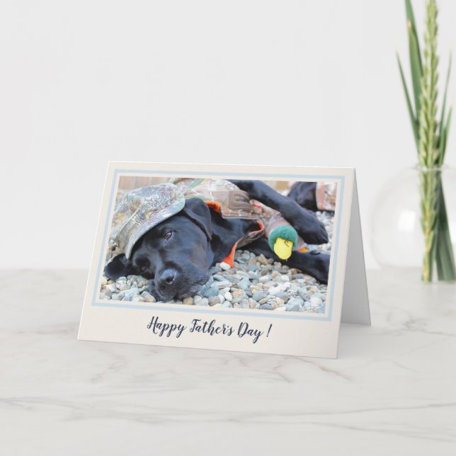 Tarjeta Feliz Día del Padre Perro de Caza de Pato de Labra (Anverso)