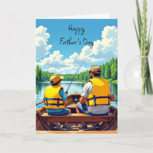 Tarjeta Feliz Día del Padre   Pesca de hijo y padre