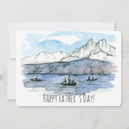 Tarjeta Feliz Día del Padre pescando lago Te quiero papá