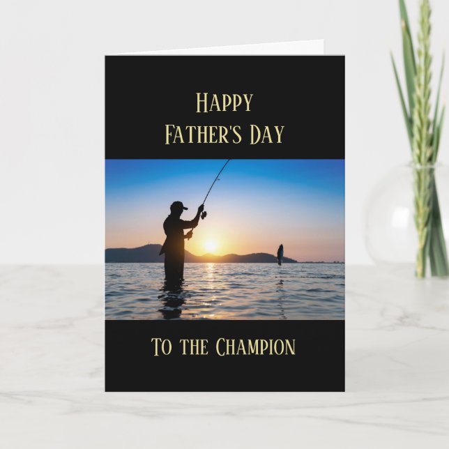 Tarjeta Feliz Día del Padre pescando pescadores (Anverso)