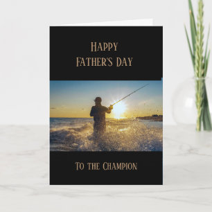 Tarjeta Feliz Día del Padre pescando pescadores