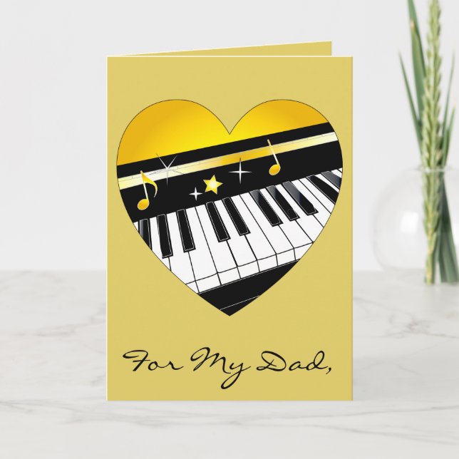 Tarjeta Feliz Día del Padre Piano y Música (Anverso)