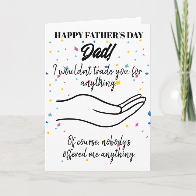 Tarjeta Feliz Día del Padre que no te cambiaría (Anverso)