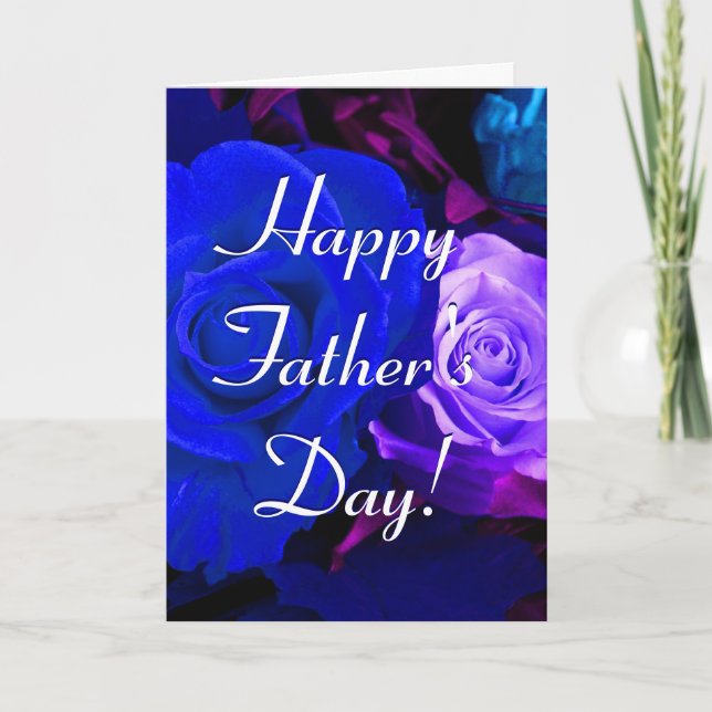 Tarjeta Feliz Día del Padre Rosa Azul Púrpura I (Anverso)