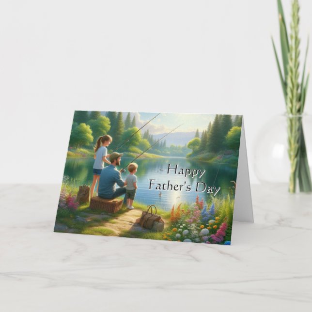 Tarjeta Feliz Día del Padre Se Fue a Pescar  (Anverso)