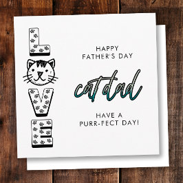 Tarjeta Feliz Día del Padre Simple de parte del gato perfe