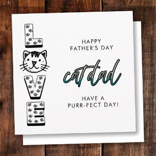 Tarjeta Feliz Día del Padre Simple de parte del gato perfe