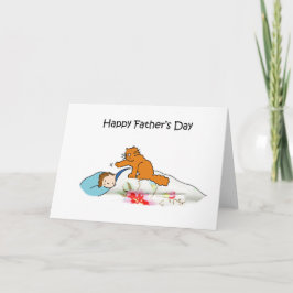 Tarjeta Feliz Día del Padre, un gato y un hombre tan bonit