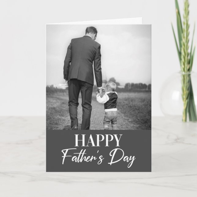 Tarjeta Feliz Día del Padre Uno foto Día del Padre Moderno (Anverso)