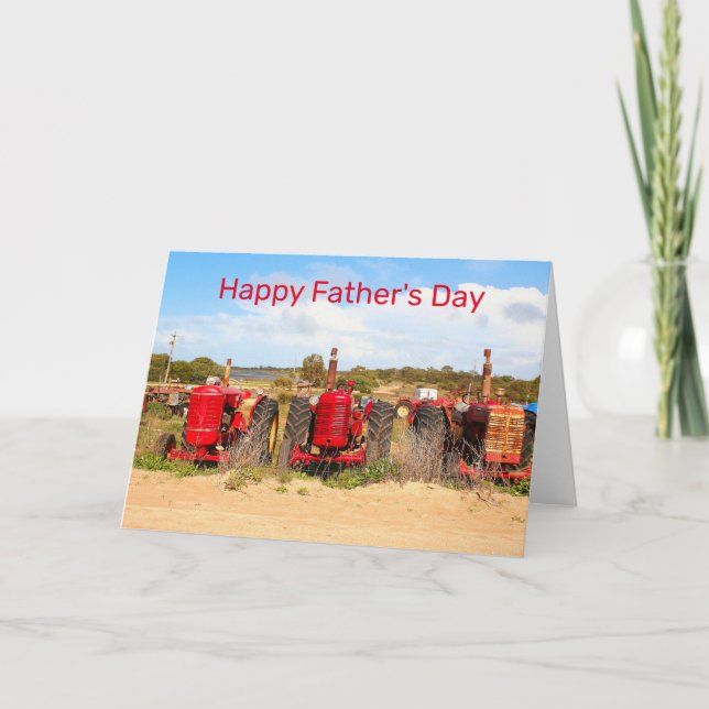 Tarjeta Feliz Día del Padre: viejos tractores (Anverso)