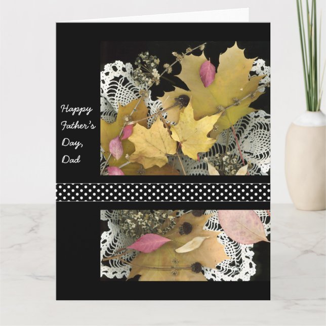 Tarjeta Feliz Día del Padre Vintage hojas rusticas (Anverso)