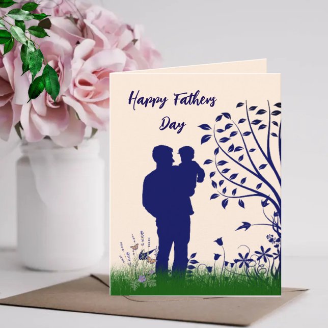 Tarjeta Feliz Día del Padres - Padre de silueta e hijo (Subido por el creador)