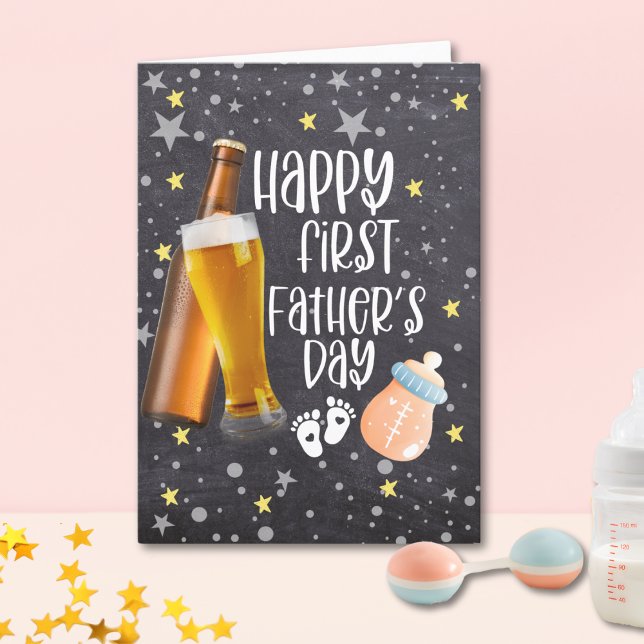 Tarjeta Feliz Día del Primer Padre, lindo negro moderno (Subido por el creador)