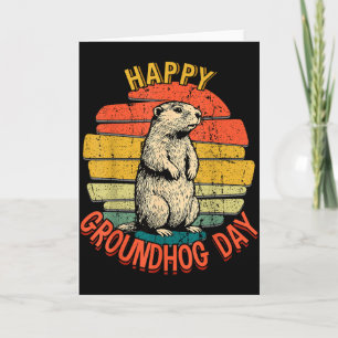Tarjeta Feliz Día del Topo Vintage Divertido Marmota Retro