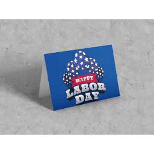 Tarjeta Feliz Día del Trabajo Estrellas Rojo Blanco Azul 