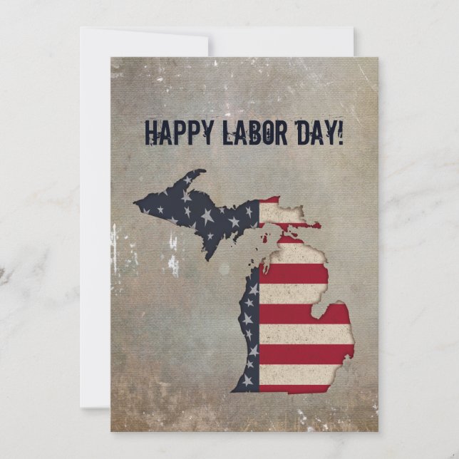 Tarjeta ¡Feliz Día del Trabajo! | Michigan Patriotic | Gru (Anverso)