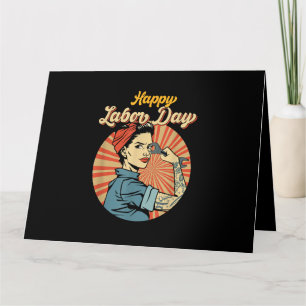 Tarjeta Feliz Día del Trabajo Mujer Movimiento de Trabajad
