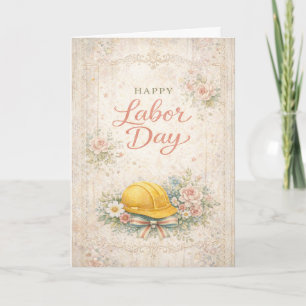 Tarjeta Feliz Día del Trabajo Rosa Shabby Chic