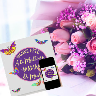 Tarjeta Feliz día mamá - mariposas multicolores