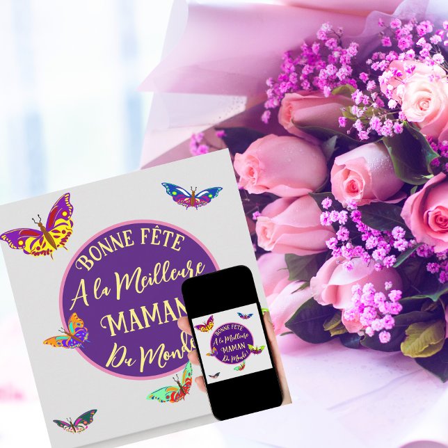 Tarjeta Feliz día mamá - mariposas multicolores (Subido por el creador)