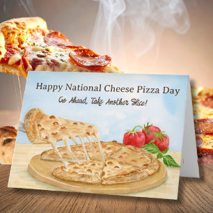 Tarjeta Feliz Día Nacional de la Pizza de Queso