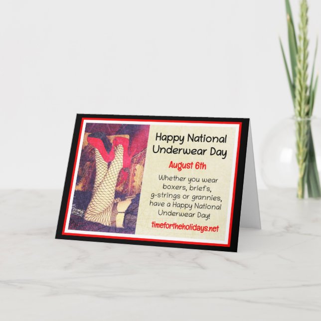 Tarjeta Feliz Día Nacional de la Ropa Interior, 6 de agost (Anverso)