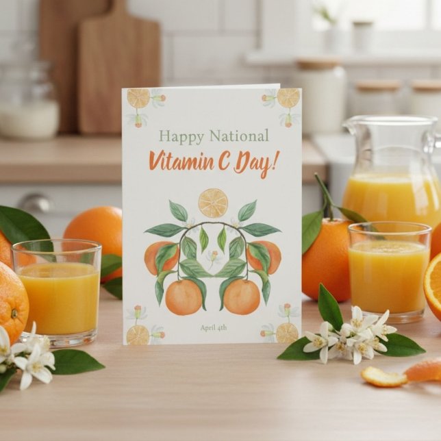 Tarjeta Feliz Día Nacional de la Vitamina C con Flores de  (Subido por el creador)