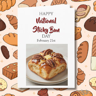 Tarjeta ¡Feliz Día Nacional del Bollo Pegajoso! 21 de febr