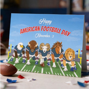 Tarjeta Feliz Día Nacional del Fútbol Americano con Animal