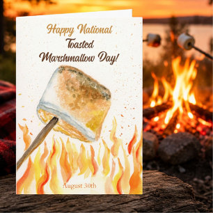 Tarjeta Feliz Día Nacional del Malvavisco Tostado 30 de ag