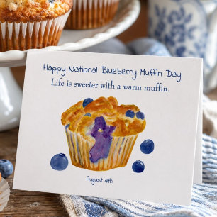 Tarjeta Feliz Día Nacional del Muffin de Arándanos