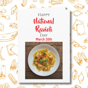 Tarjeta Feliz Día Nacional del Ravioli - 20 de marzo