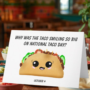 Tarjeta Feliz Día Nacional del Taco con Happy Kawaii Taco