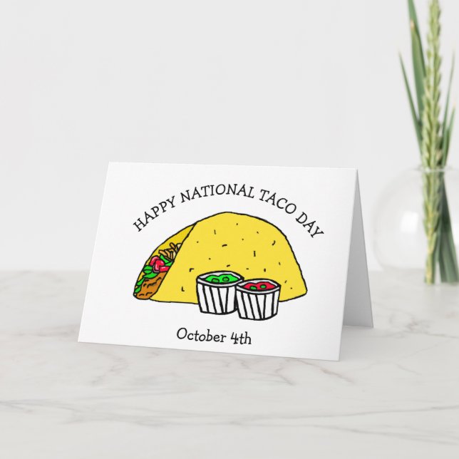 Tarjeta Feliz Día Nacional del Taco, divertida fiesta por  (Anverso)