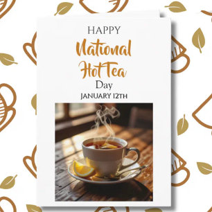 Tarjeta Feliz Día Nacional del Té Caliente 12 de enero