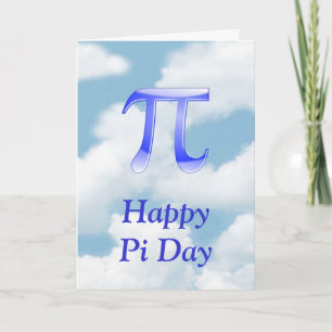 Tarjeta Feliz Día Pi en el cielo con nubes azules