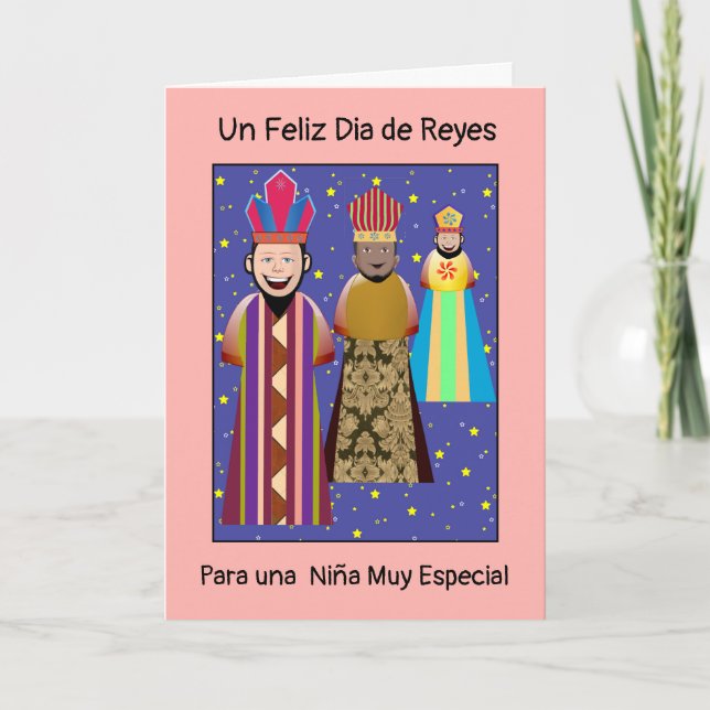 Tarjeta Feliz Dia Reyes Mago  Niña (Anverso)