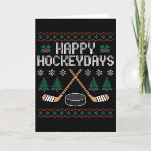Tarjeta Feliz días de hockey divertido hockey sobre hielo