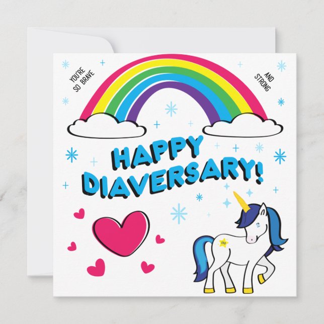 Tarjeta Feliz Diaversario [Blue Unicorn] (Anverso)