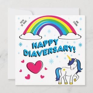 Tarjeta Feliz Diaversario [Unicornio Azul]