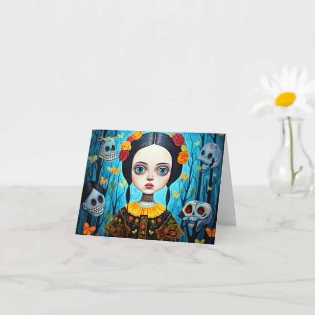 Tarjeta Feliz diseño de Chica gótico de brujas de Hallowee (Planta pequeña)