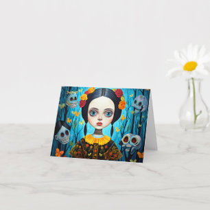 Tarjeta Feliz diseño de Chica gótico de brujas de Hallowee