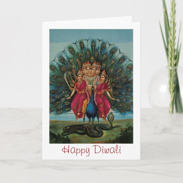 Tarjeta Feliz Diwali con la diosa india (Anverso)