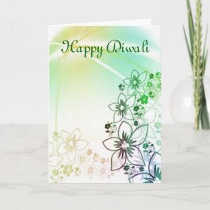 Tarjeta Feliz Diwali con texto personalizado de flores