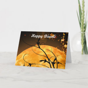 Tarjeta Feliz Diwali con texto personalizado de la luna
